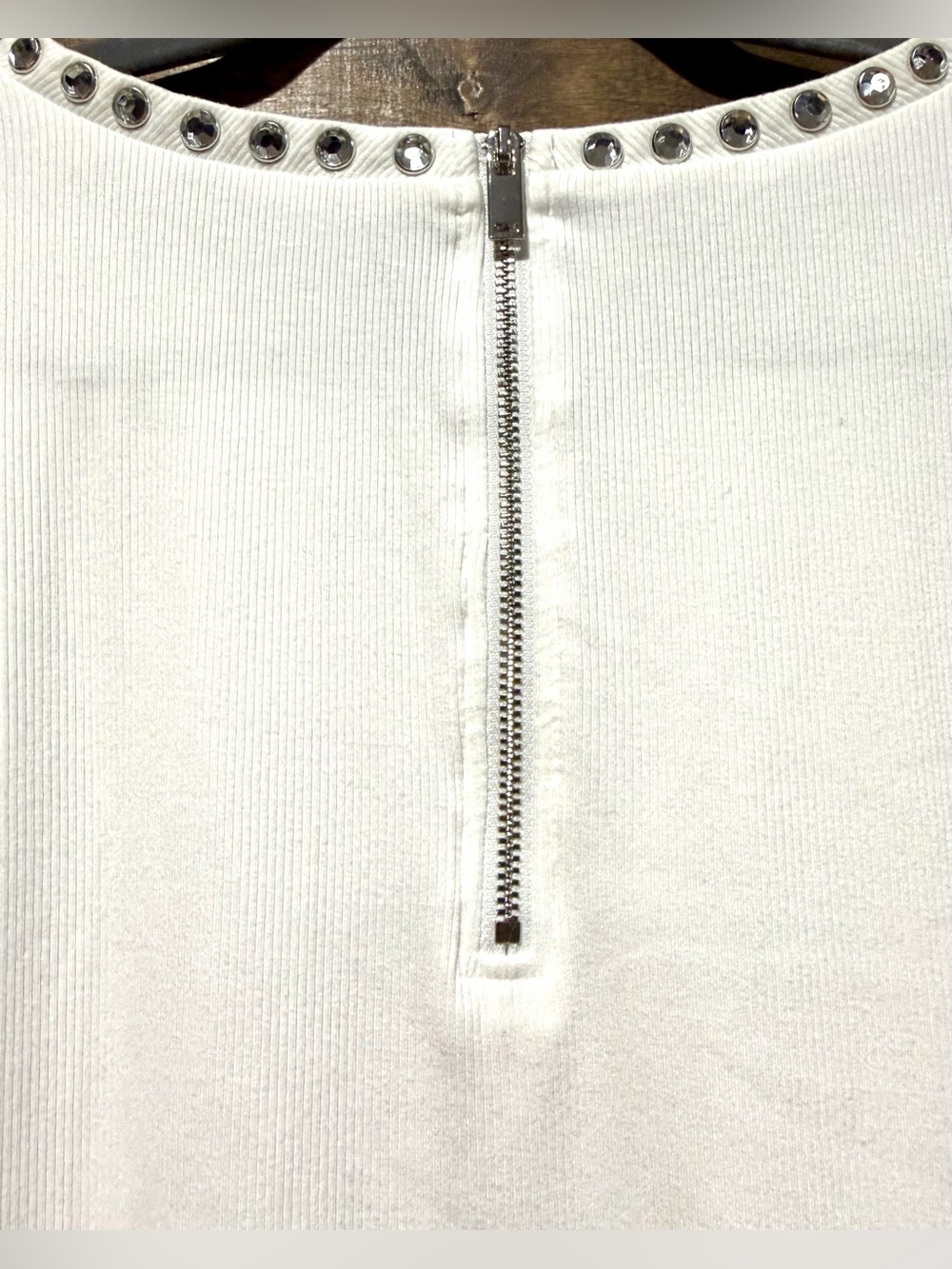 Generation Love White Ribbed Zip Back Rhinestone Top - Picture 4 of 13